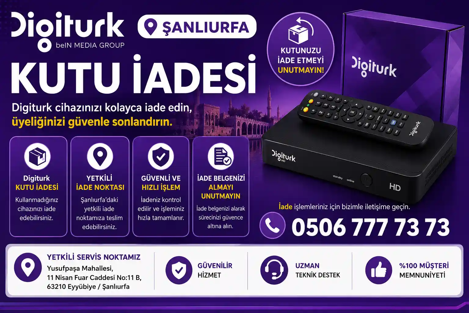 Şanlıurfa Digiturk Kutu İadesi